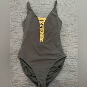 Black and gold one piece swimsuit size 8